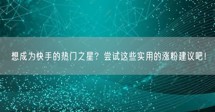 想成为快手的热门之星？尝试这些实用的涨粉建议吧！